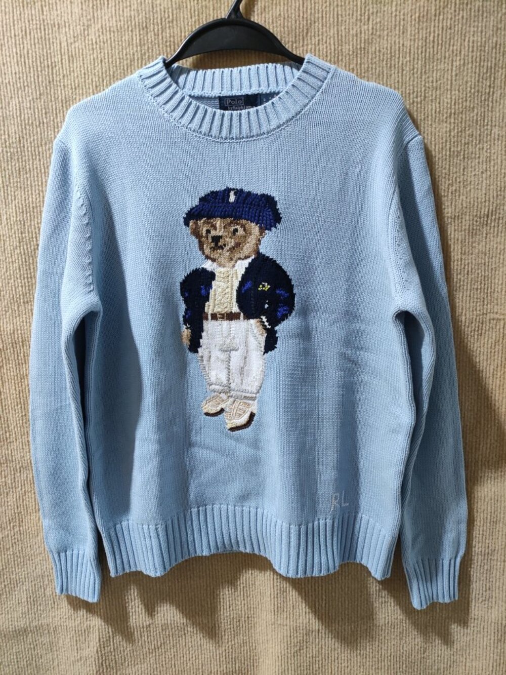 Ralph Lauren Light Blue Polo Bear Embroidered Crewneck Sweater